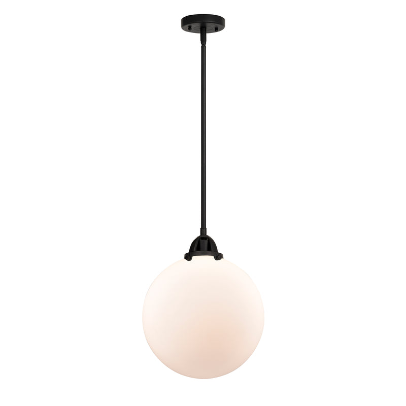 Beacon Mini Pendant shown in the Matte Black finish with a Matte White shade