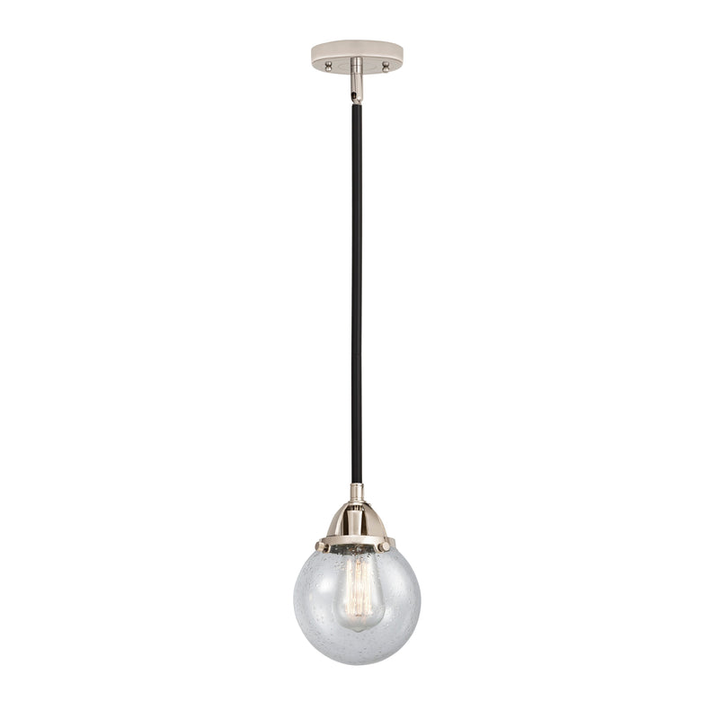 Beacon Mini Pendant shown in the Black Polished Nickel finish with a Seedy shade