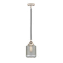 Stanton Mini Pendant shown in the Black Polished Nickel finish with a Clear Wire Mesh shade