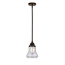 Bellmont Mini Pendant shown in the Oil Rubbed Bronze finish with a Seedy shade