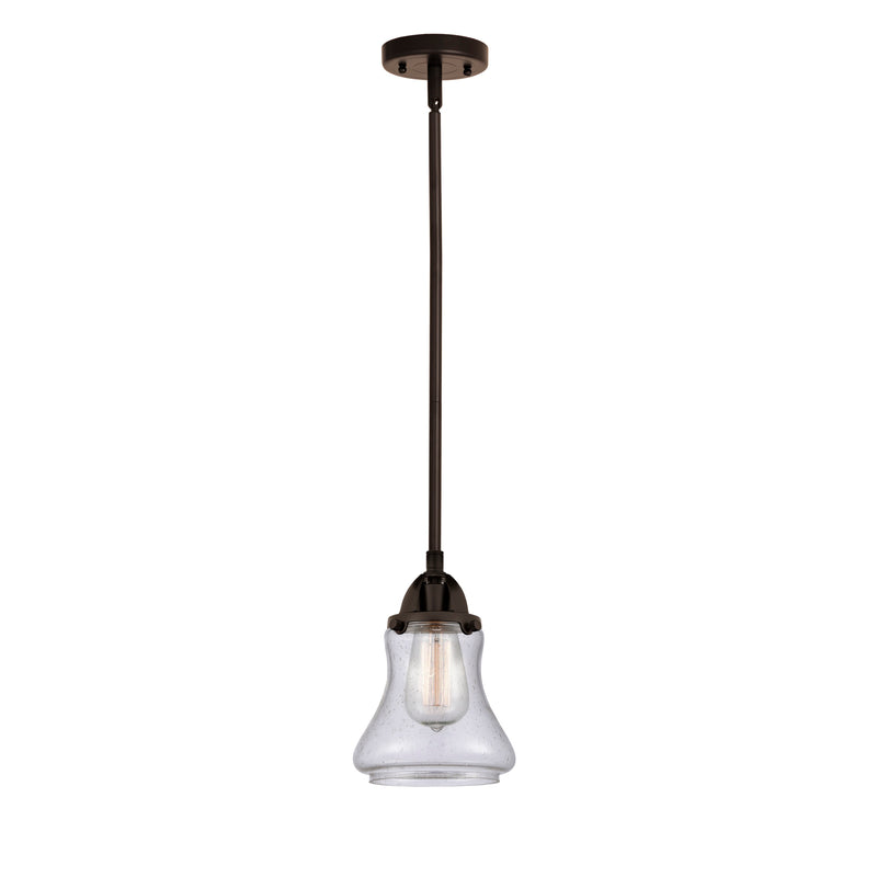 Bellmont Mini Pendant shown in the Oil Rubbed Bronze finish with a Seedy shade