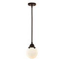 Beacon Mini Pendant shown in the Oil Rubbed Bronze finish with a Matte White shade