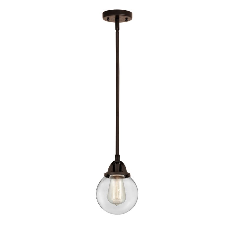Beacon Mini Pendant shown in the Oil Rubbed Bronze finish with a Clear shade