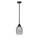 Stanton Mini Pendant shown in the Oil Rubbed Bronze finish with a Clear Wire Mesh shade