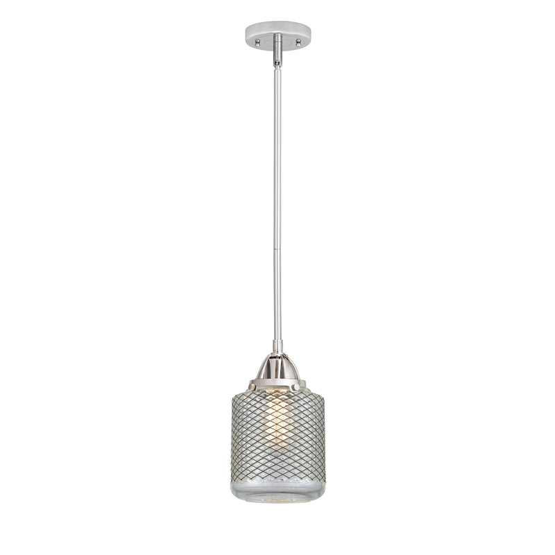 Stanton Mini Pendant shown in the Polished Chrome finish with a Clear Wire Mesh shade