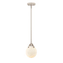 Beacon Mini Pendant shown in the Polished Nickel finish with a Matte White shade