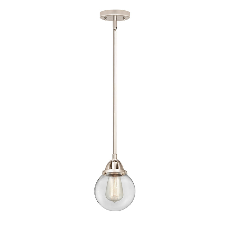 Beacon Mini Pendant shown in the Polished Nickel finish with a Clear shade