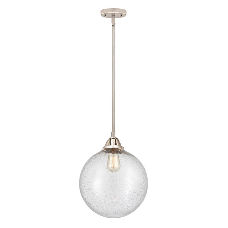 Beacon Mini Pendant shown in the Polished Nickel finish with a Seedy shade