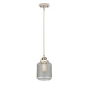 Stanton Mini Pendant shown in the Polished Nickel finish with a Clear Wire Mesh shade