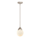 Beacon Mini Pendant shown in the Brushed Satin Nickel finish with a Matte White shade