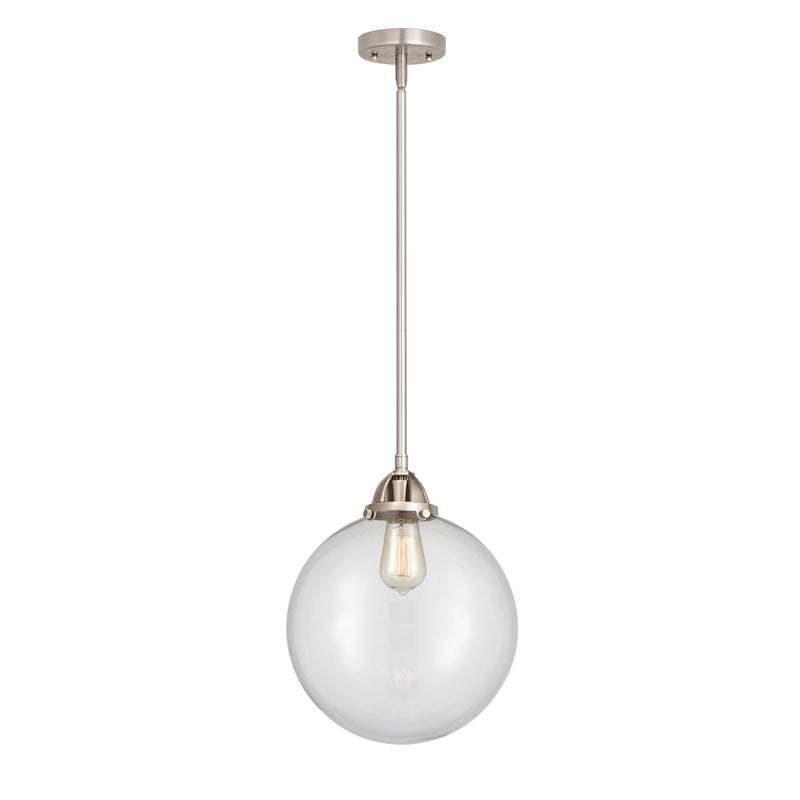 Beacon Mini Pendant shown in the Brushed Satin Nickel finish with a Clear shade