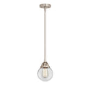 Beacon Mini Pendant shown in the Brushed Satin Nickel finish with a Clear shade