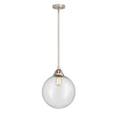 Beacon Mini Pendant shown in the Brushed Satin Nickel finish with a Seedy shade