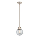 Beacon Mini Pendant shown in the Brushed Satin Nickel finish with a Seedy shade