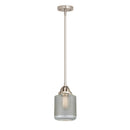 Stanton Mini Pendant shown in the Brushed Satin Nickel finish with a Clear Wire Mesh shade