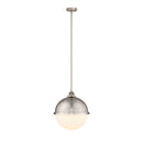 Hampden Pendant shown in the Brushed Satin Nickel finish with a Matte White shade