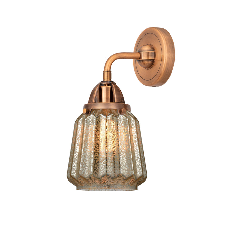 Chatham Sconce shown in the Antique Copper finish with a Mercury shade