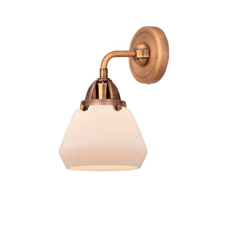 Fulton Sconce shown in the Antique Copper finish with a Matte White shade