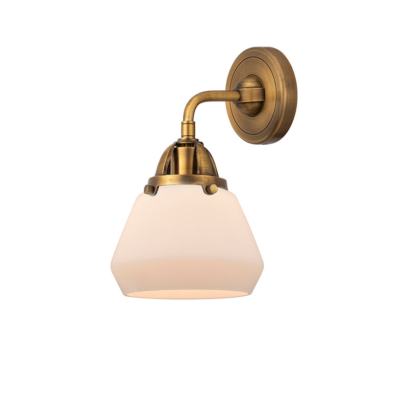 Fulton Sconce shown in the Brushed Brass finish with a Matte White shade