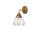 Fulton Sconce shown in the Brushed Brass finish with a Clear shade