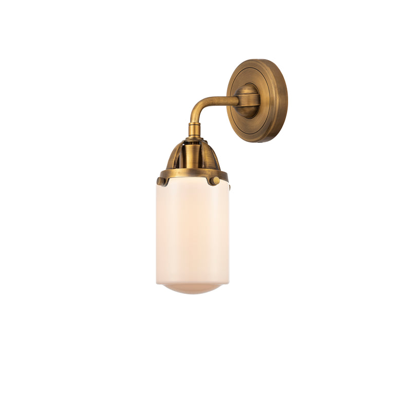 Dover Sconce shown in the Brushed Brass finish with a Matte White shade