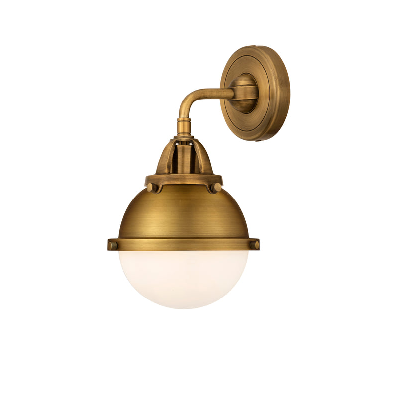 Hampden Sconce shown in the Brushed Brass finish with a Matte White shade