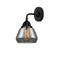 Fulton Sconce shown in the Matte Black finish with a Plated Smoke shade