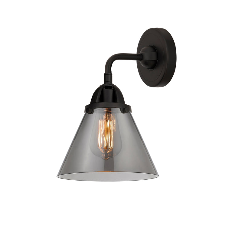 Cone Sconce shown in the Matte Black finish with a Plated Smoke shade