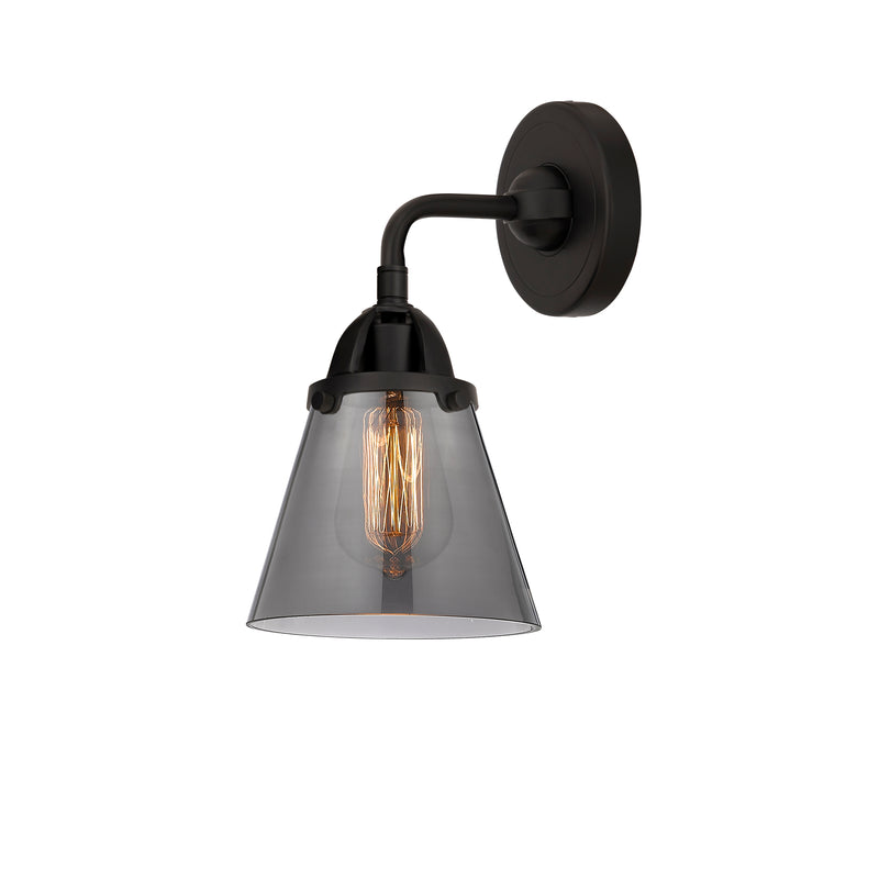 Cone Sconce shown in the Matte Black finish with a Plated Smoke shade