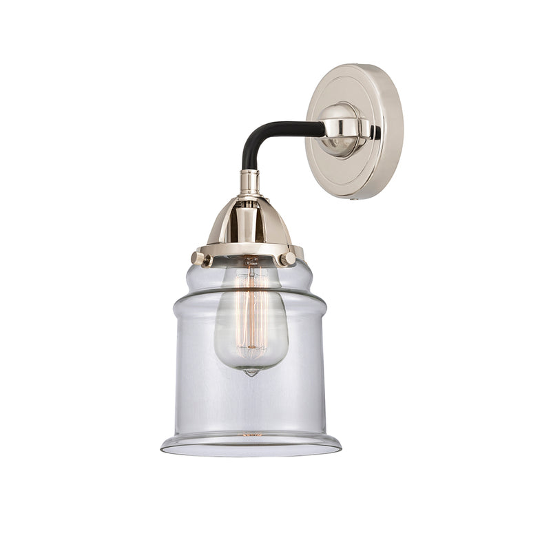 Canton Sconce shown in the Black Polished Nickel finish with a Clear shade