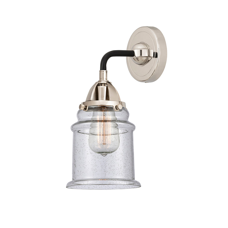 Canton Sconce shown in the Black Polished Nickel finish with a Seedy shade