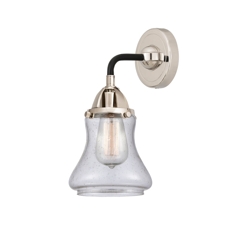 Bellmont Sconce shown in the Black Polished Nickel finish with a Seedy shade