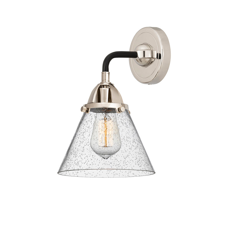 Cone Sconce shown in the Black Polished Nickel finish with a Seedy shade