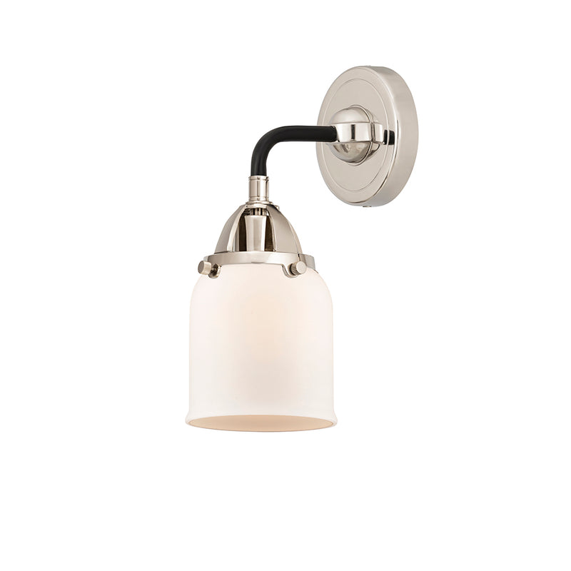 Bell Sconce shown in the Black Polished Nickel finish with a Matte White shade