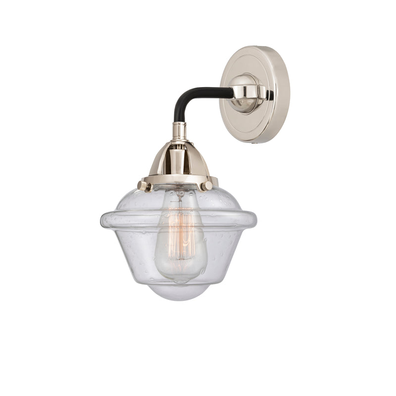 Oxford Sconce shown in the Black Polished Nickel finish with a Seedy shade