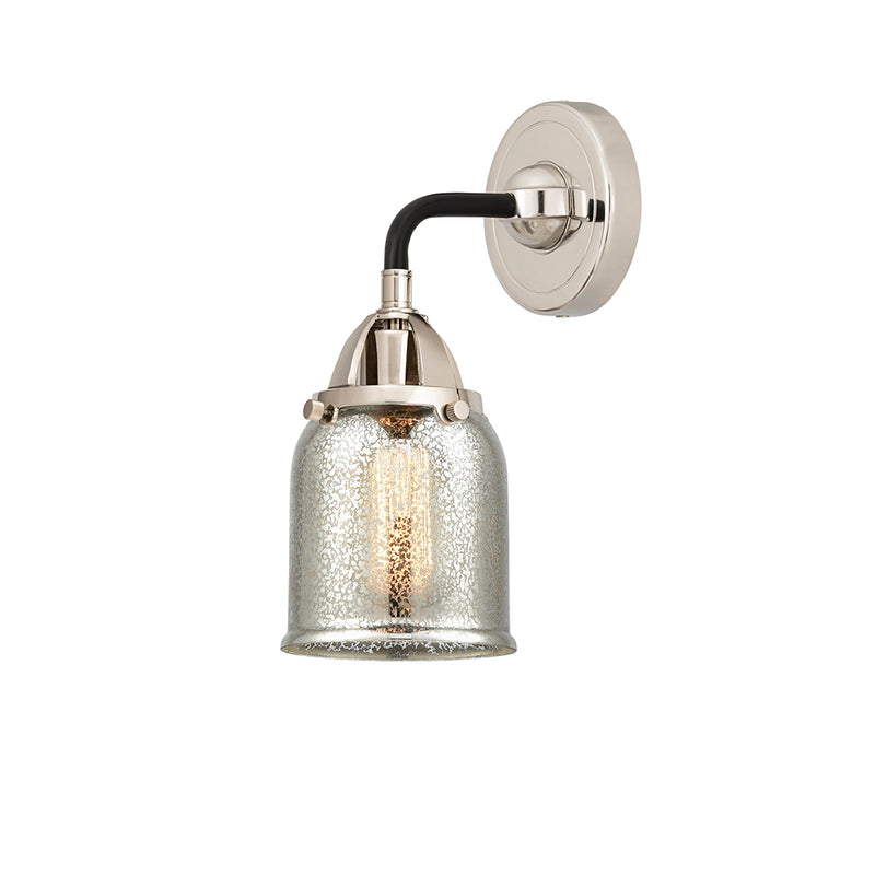 Bell Sconce shown in the Black Polished Nickel finish with a Silver Plated Mercury shade