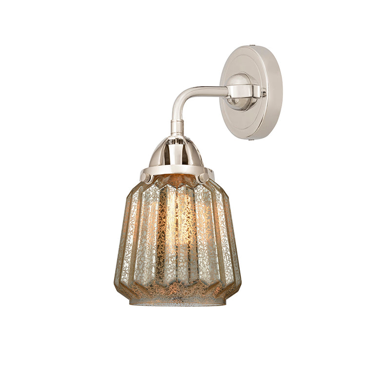 Chatham Sconce shown in the Polished Nickel finish with a Mercury shade