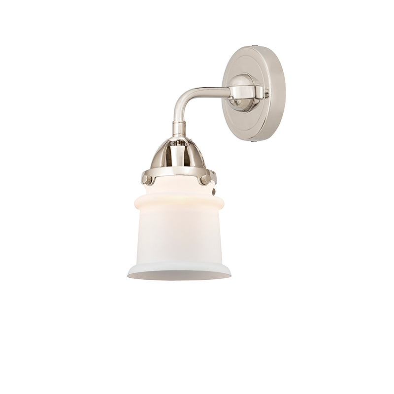 Canton Sconce shown in the Polished Nickel finish with a Matte White shade