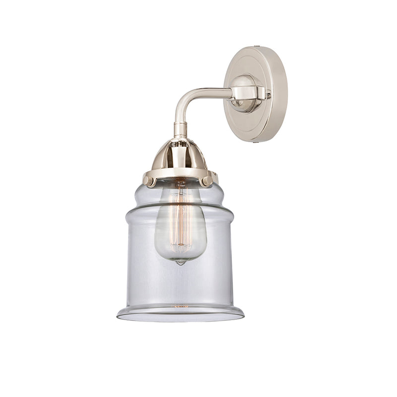 Canton Sconce shown in the Polished Nickel finish with a Clear shade