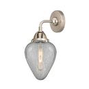 Geneseo Sconce shown in the Brushed Satin Nickel finish with a Clear Crackled shade