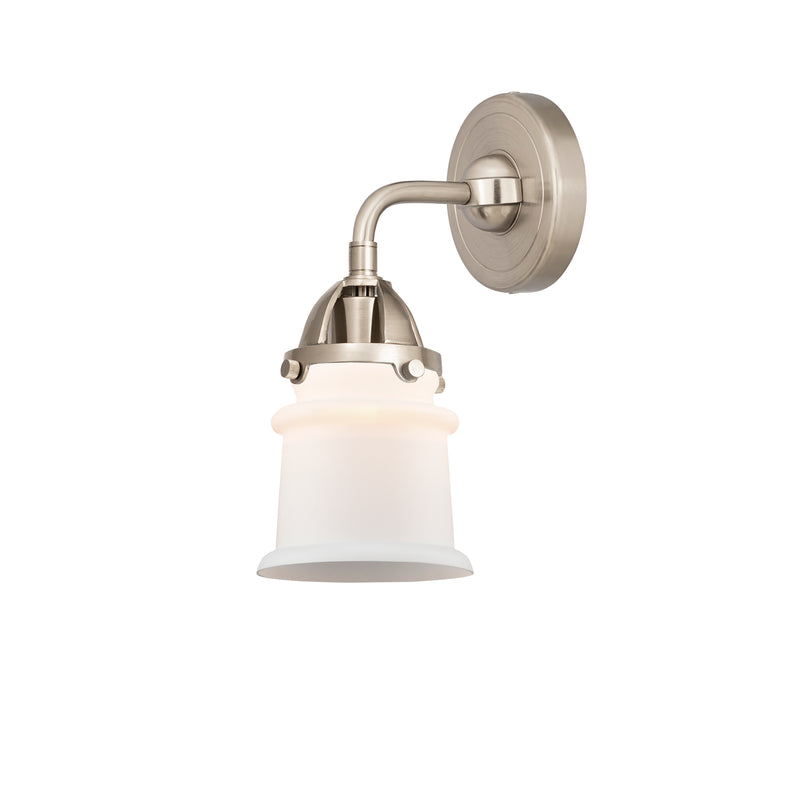 Canton Sconce shown in the Brushed Satin Nickel finish with a Matte White shade