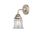 Canton Sconce shown in the Brushed Satin Nickel finish with a Clear shade