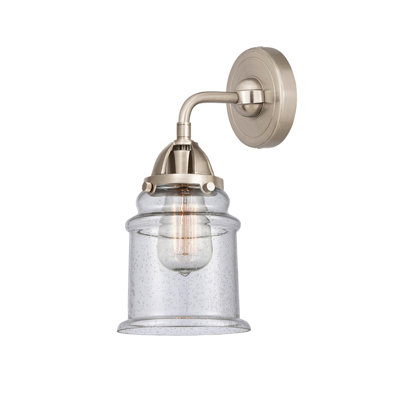 Canton Sconce shown in the Brushed Satin Nickel finish with a Seedy shade