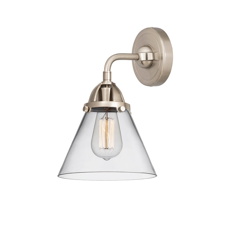 Cone Sconce shown in the Brushed Satin Nickel finish with a Clear shade