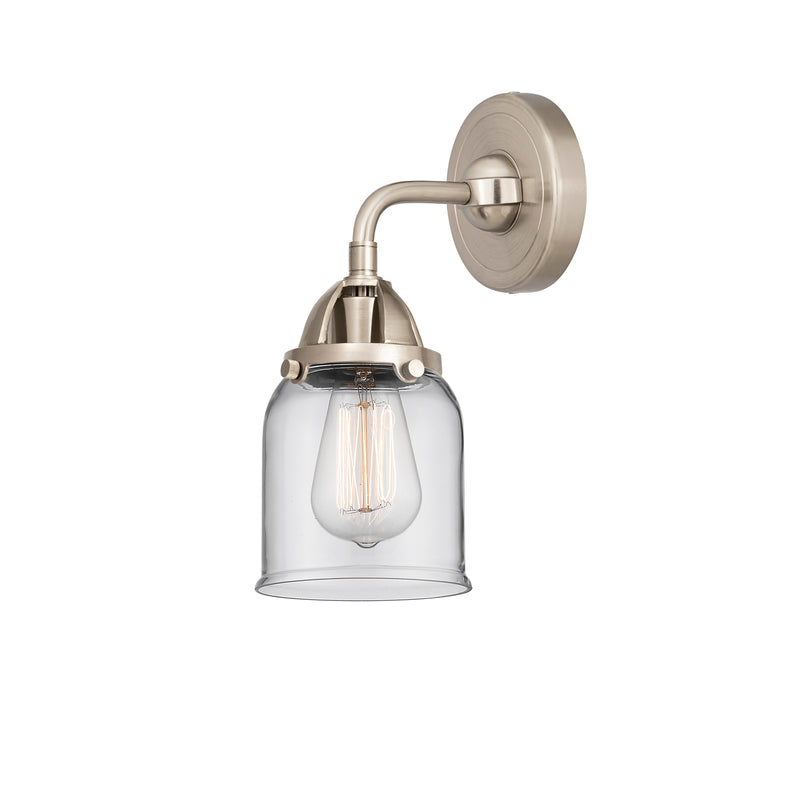 Bell Sconce shown in the Brushed Satin Nickel finish with a Clear shade