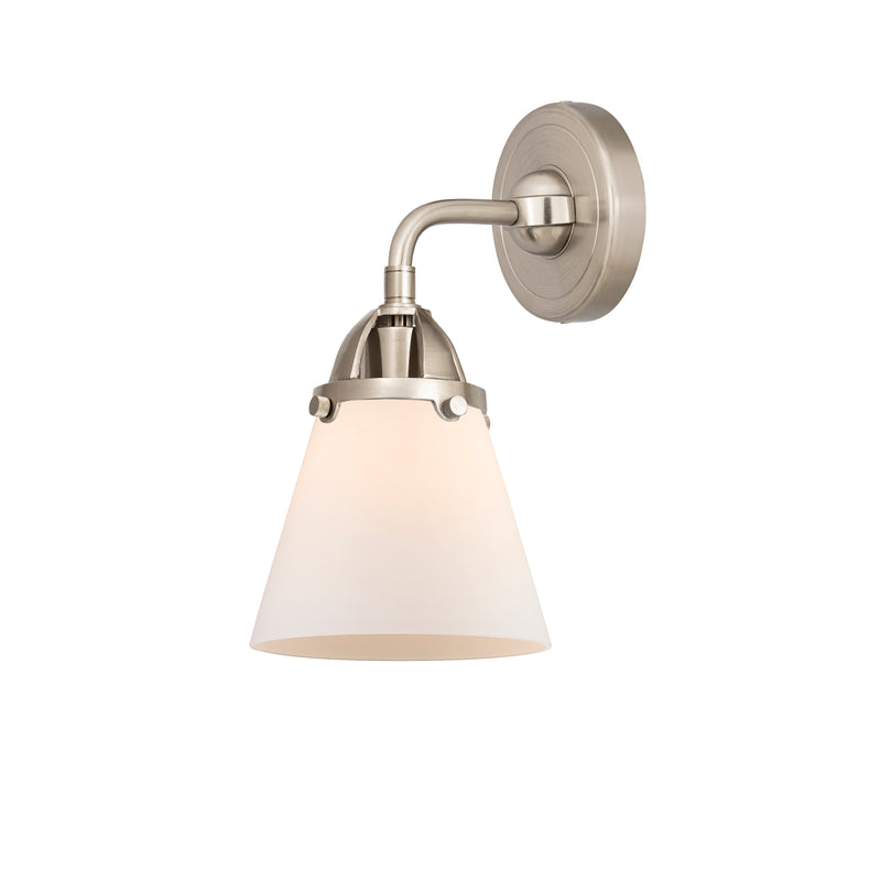 Cone Sconce shown in the Brushed Satin Nickel finish with a Matte White shade