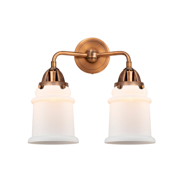 Canton Bath Vanity Light shown in the Antique Copper finish with a Matte White shade