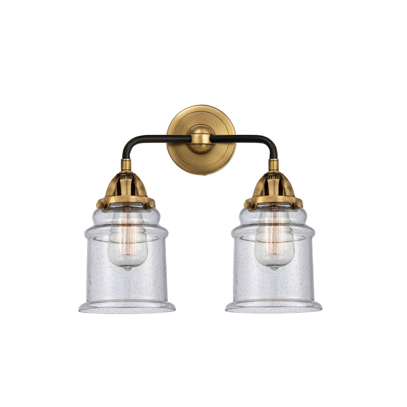 Canton Bath Vanity Light shown in the Black Antique Brass finish with a Seedy shade
