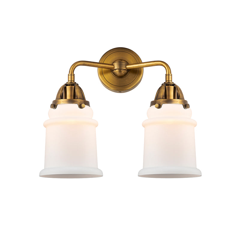 Canton Bath Vanity Light shown in the Brushed Brass finish with a Matte White shade