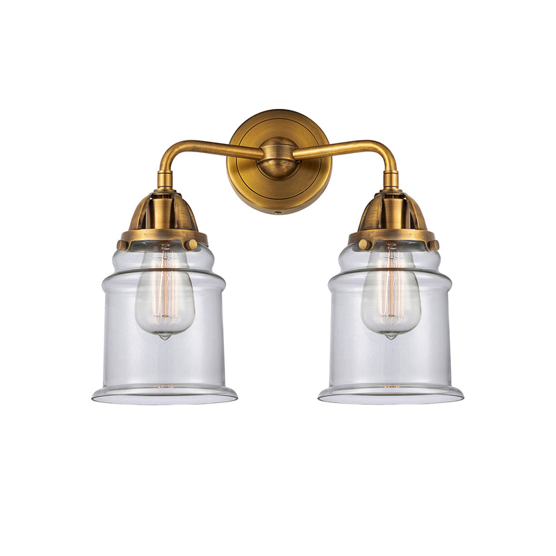 Canton Bath Vanity Light shown in the Brushed Brass finish with a Clear shade